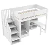 Hochbett 90x200 mit Schreibtisch, Kleiderschrank & LED, Produktbild-Vorschau 9