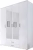 Karl Kleiderschrank 4-türig mit Spiegel 159 cm Weiß Produktbild-Vorschau 2
