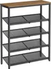 A multi-tiered shelf unit with a wooden top and metal shelves. Produktbild-Vorschau