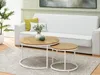 A living room scene with a white couch, coffee tables, and a plant. Náhľad obrázku produktu