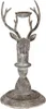 Clayre & Eef Kerzenständer Hirsch 17x14x30 cm Grau Metall Produktbild-Vorschau 2