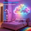 A bedroom with a bed and a cloud-shaped LED light. Produktbild-Vorschau