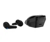 A pair of black wireless earbuds and their charging case are displayed against a white background. Produktbild-Vorschau