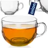Three glass cups, one filled with amber liquid, are displayed against a white background. A blue tag with the word 'orion' is attached to one of the cups. Voir les images du produit