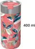 A Quokka Boost stainless steel thermal mug with a floral pattern and a pink lid, shown on a white background with text indicating its volume. Anteprima dell’immagine prodotto