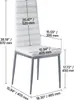 A diagram showing the dimensions of a white dining chair with gray metal legs. Podgląd zdjęcia produktu