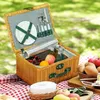 Wiklinowy kosz piknikowy Outsunny dla 2 osób z komorą Podgląd zdjęcia produktu 2