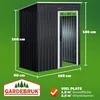 A diagram of a garden shed with dimensions and branding. Anteprima dell’immagine prodotto