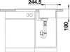 A technical drawing of a kitchen sink and under-counter appliance with dimensions indicated. Anteprima dell’immagine prodotto