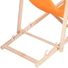 Close-up view of the wooden frame and orange fabric of a deck chair. Produktbild-Vorschau