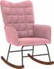 A pink velvet rocking chair with a black metal frame and wooden rockers, shown against a white background. Náhľad obrázku produktu