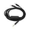 A black audio cable with multiple connectors and a volume control module, isolated on a white background. Náhled obrázku produktu