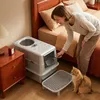 Edelstahl Katzenklo XXL mit Deckel, Doppeltür, 60 × 40 × 42 Produktbild-Vorschau 4