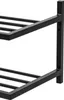 A close-up of a black metal shoe rack with two shelves, mounted against a white background. Produktbild-Vorschau