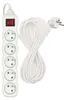 Prodlužovací kabel 10 m / 5 zásuvek / s vypínačem / bílý / PVC / 1 mm2 Podgląd zdjęcia produktu