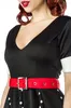 Vintage Retro Godet Kleid mit Gürtel in weiß/schwarz Größe Produktbild-Vorschau 12