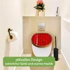 A toilet with a decorative red wooden lid in a bathroom setting. Podgląd zdjęcia produktu