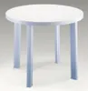 A white round table with four legs on a light gray background. Náhľad obrázku produktu