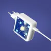 A white power adapter with a transparent side showing the internal circuitry, connected to a white cable, against a solid blue background. Podgląd zdjęcia produktu