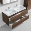 Doppelwaschtisch + Unterschrank 120 cm montiert Nussbaum Produktbild-Vorschau 3
