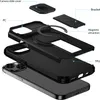Exploded view of a black iPhone case showing its layers and components. Produktbild-Vorschau