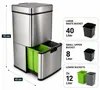 Eurocatch Prullenbak 72 L - Sensor - 3 Vakken - Productafbeelding-voorbeeld 7