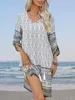 ASKSA Damen Bohemian Tunika Kleid Strandkleid Sommerkleider Produktbild-Vorschau 2