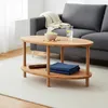 Beistelltisch Oval Eiche 2 Ablagen 70x44 cm Sofatisch Produktbild-Vorschau 6