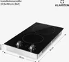 A product shot of a black glass ceramic cooktop with dimensions indicated. Produktbild-Vorschau