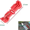 A red wire connector is shown against a white background, with dimensions indicated. A smaller inset image shows the connectors in use. Produktbild-Vorschau