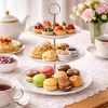 Runde Porzellan-Etagere Servierregal 3-stöckig weiß Ø25cm Produktbild-Vorschau