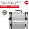A close-up of a folding step stool with marketing text and branding. Náhled obrázku produktu