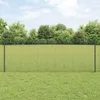 A fence with posts in a grassy yard with trees in the background. Podgląd zdjęcia produktu