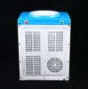The back of a blue and white tabletop water dispenser. Náhled obrázku produktu