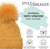 styleBREAKER Damen Strick Bommelmütze mit Perlen und Fleece Produktbild-Vorschau 4