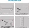 Four-panel diagram showing installation steps for a mirror. Voir les images du produit