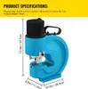 A blue hydraulic punch tool with dimensions and weight specifications displayed. Produktbild-Vorschau