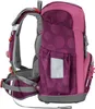 A side view of a purple and pink polka dot backpack. Produktbild-Vorschau