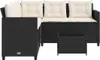 vidaXL Gartensofa in L-Form mit Tisch und Kissen Schwarz Produktbild-Vorschau 5
