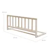 A wooden bed guard rail shown from a side angle with dimensions indicated. Produktbild-Vorschau