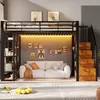 Letto a soppalco 90x200 cm con striscia LED, gradini Anteprima dell’immagine prodotto 4