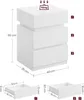 A diagram showing the dimensions of a white three-drawer nightstand, with close-ups of the drawers. Náhľad obrázku produktu