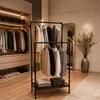 Relaxdays Kleiderständer, 2 Stangen mit Ablage, Produktbild-Vorschau 3