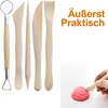 A collection of pottery tools and a hand shaping clay. Produktbild-Vorschau