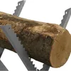 A close-up of a log held by a sawhorse. Produktbild-Vorschau