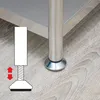 A close-up of a metal shelf leg with an illustration showing its adjustable height feature. Náhled obrázku produktu