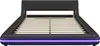 A black bed frame with purple LED lighting. Produktbild-Vorschau
