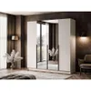 A bedroom scene featuring a wardrobe with mirrored doors. Produktbild-Vorschau