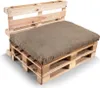 A cushion set for a pallet sofa, consisting of a seat cushion and a backrest cushion, placed on a wooden pallet base. Náhľad obrázku produktu