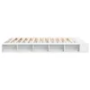 A white bed frame with a wooden slatted base, shown from a side angle against a white background. Náhled obrázku produktu